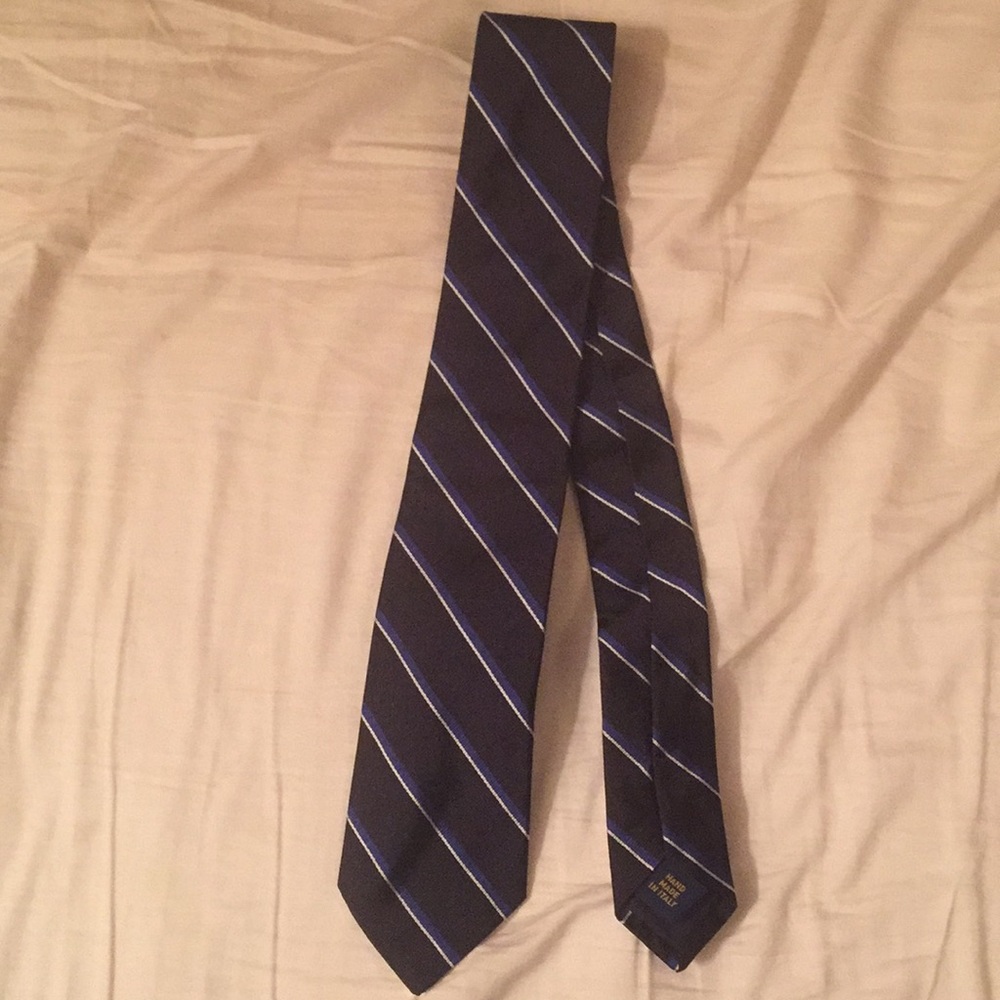 Polo Ralph Lauren Silk Black & Blue Striped Tie